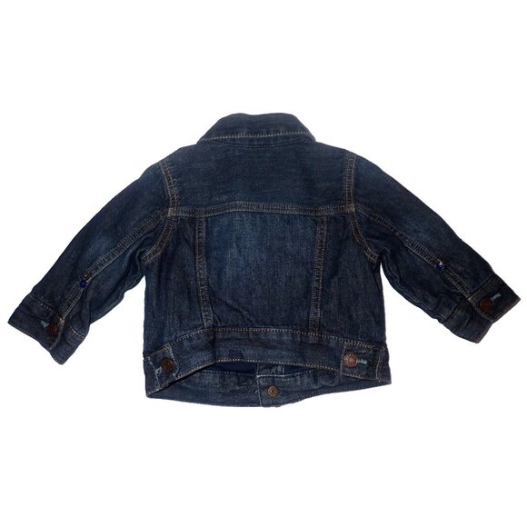 Baby Gap Denim Jacket Unisex Snap Lined Blue Denim‎ Trucker Jacket 6-12 Months - Picture 5 of 5